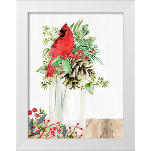 Cardinal Christmas Jar White Modern Wood Framed Art Print by Allen, Kimberly