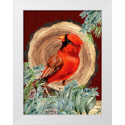 Cardinal Wood Round White Modern Wood Framed Art Print by Allen, Kimberly
