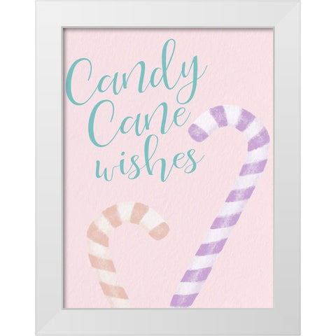 Candy Cane Wishes Pastel White Modern Wood Framed Art Print by Allen, Kimberly