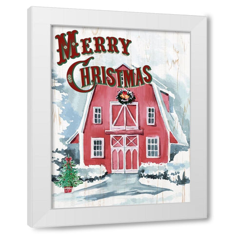 Merry Christmas Barn V2 White Modern Wood Framed Art Print by Allen, Kimberly