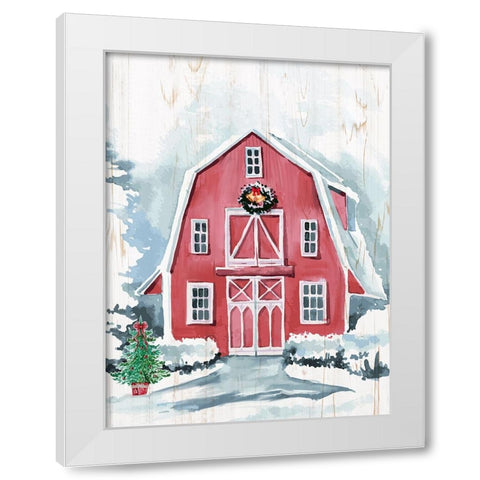 Merry Christmas Barn White Modern Wood Framed Art Print by Allen, Kimberly