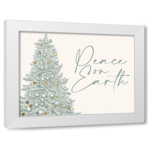 Peace On Earth Christmas Tree White Modern Wood Framed Art Print by Allen, Kimberly