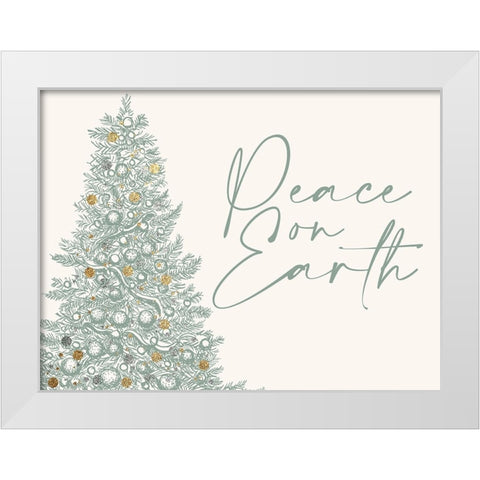 Peace On Earth Christmas Tree White Modern Wood Framed Art Print by Allen, Kimberly