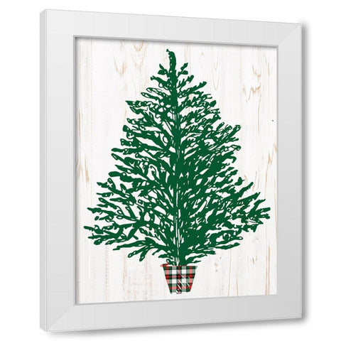 Plaid Christmas Tree White Modern Wood Framed Art Print by Allen, Kimberly