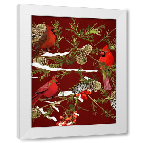 Cardinal Branches V2 White Modern Wood Framed Art Print by Allen, Kimberly