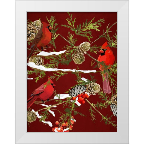 Cardinal Branches V2 White Modern Wood Framed Art Print by Allen, Kimberly