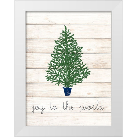 Joy To The World Christmas Tree White Modern Wood Framed Art Print by Allen, Kimberly