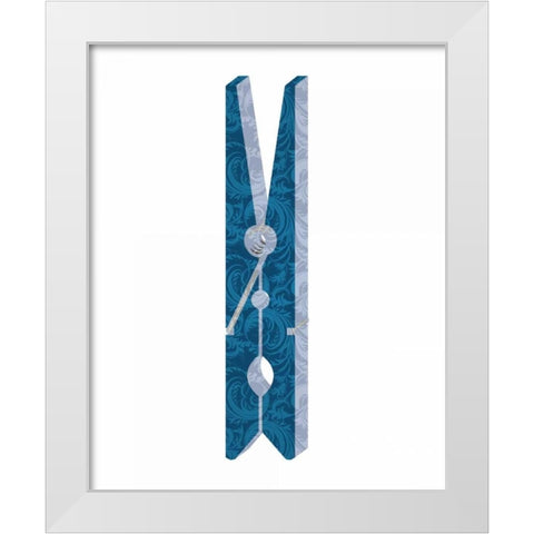 Clothespin 3 White Modern Wood Framed Art Print by Allen, Kimberly