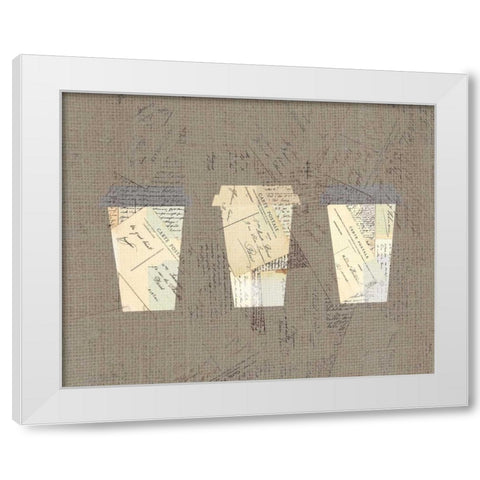 Postcard Coffee 4 White Modern Wood Framed Art Print by Allen, Kimberly