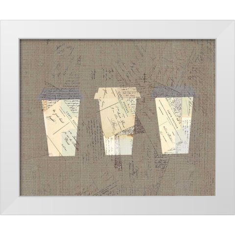 Postcard Coffee 4 White Modern Wood Framed Art Print by Allen, Kimberly