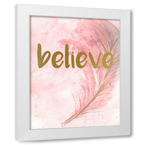 Pink Feathered 1 White Modern Wood Framed Art Print by Allen, Kimberly