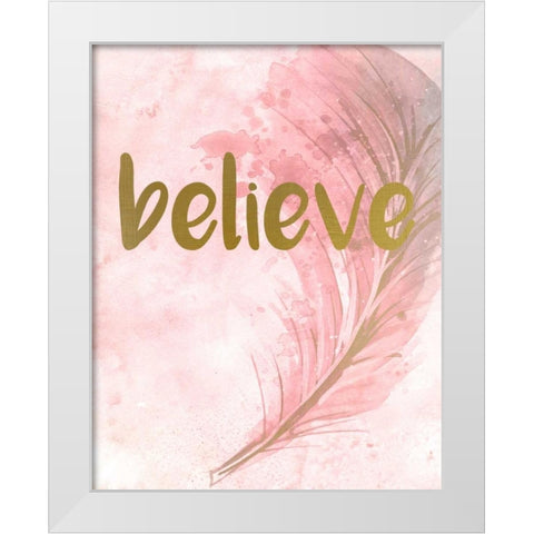 Pink Feathered 1 White Modern Wood Framed Art Print by Allen, Kimberly