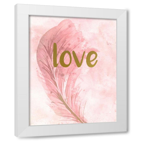Pink Feathered 3 White Modern Wood Framed Art Print by Allen, Kimberly