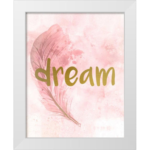 Pink Feathered 4 White Modern Wood Framed Art Print by Allen, Kimberly