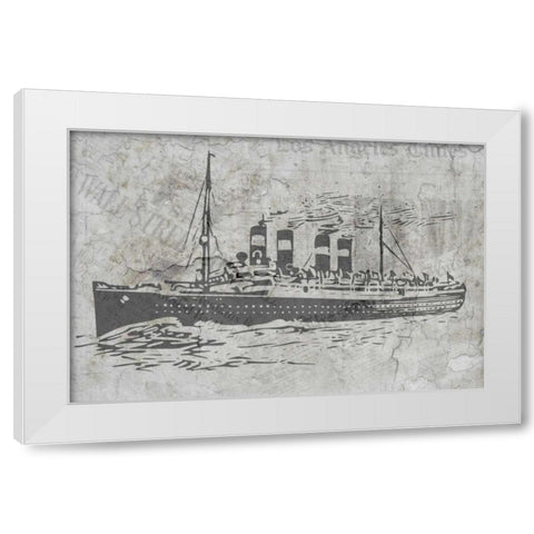 Newspaper Sea Travel White Modern Wood Framed Art Print by Allen, Kimberly