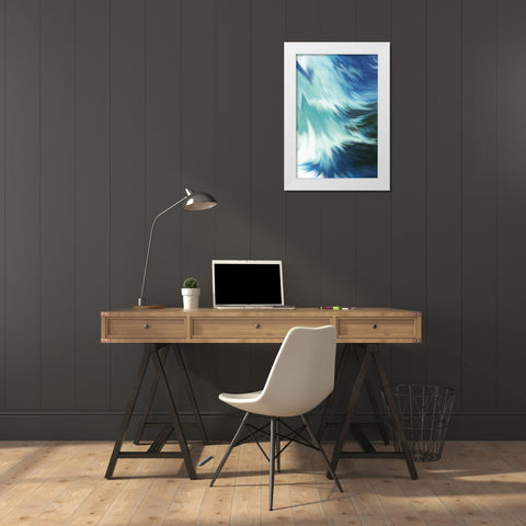 Blue Mood White Modern Wood Framed Art Print by Allen, Kimberly