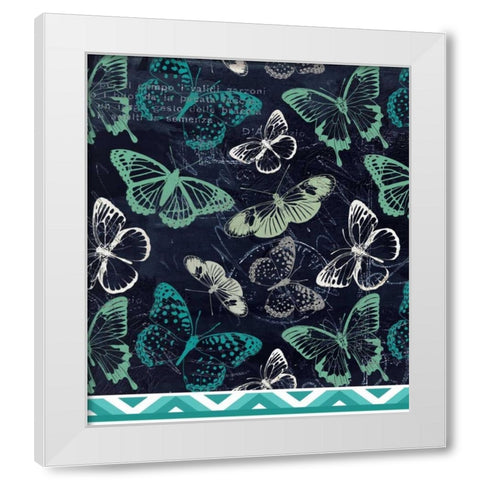 Butterflies and Chevron White Modern Wood Framed Art Print by Allen, Kimberly