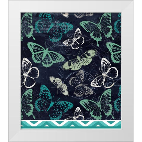 Butterflies and Chevron White Modern Wood Framed Art Print by Allen, Kimberly