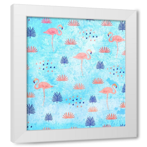 Flamingo Dance White Modern Wood Framed Art Print by Allen, Kimberly