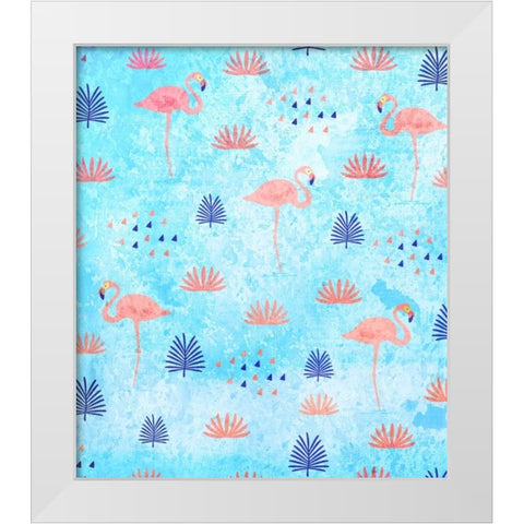 Flamingo Dance White Modern Wood Framed Art Print by Allen, Kimberly