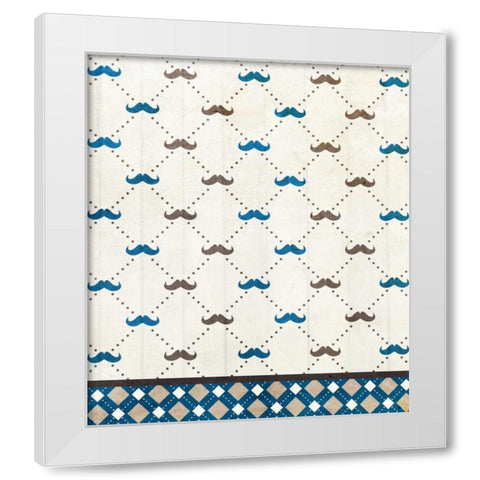 Mustache Blue White Modern Wood Framed Art Print by Allen, Kimberly