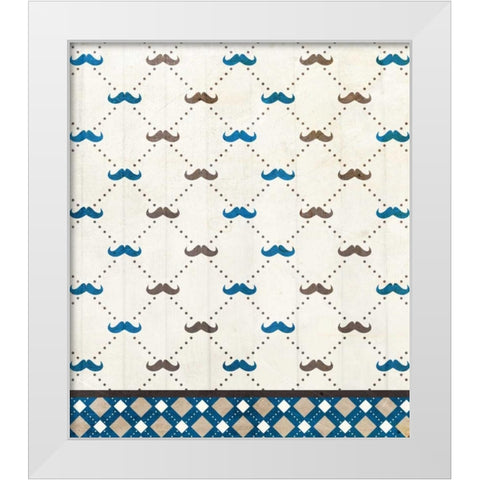 Mustache Blue White Modern Wood Framed Art Print by Allen, Kimberly