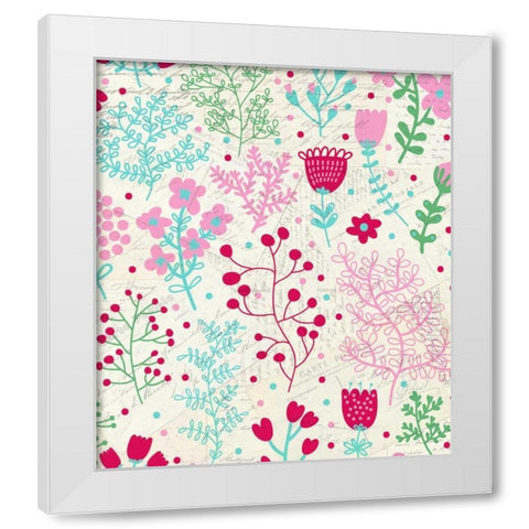 Postcard Pink White Modern Wood Framed Art Print by Allen, Kimberly