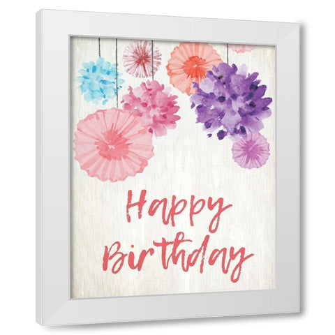Birthday Pom Poms White Modern Wood Framed Art Print by Kimberly, Allen