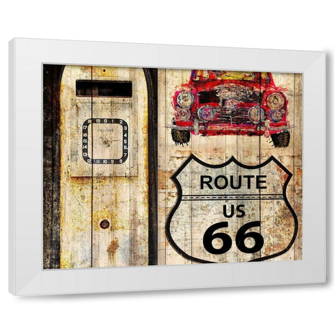 Classic Car Route 66 White Modern Wood Framed Art Print by Allen, Kimberly