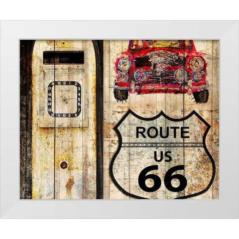 Classic Car Route 66 White Modern Wood Framed Art Print by Allen, Kimberly