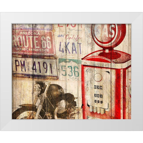 Classic Motorcycle White Modern Wood Framed Art Print by Kimberly, Allen
