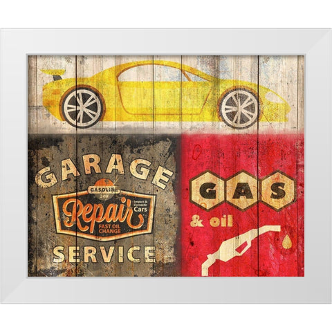 Garage Repair White Modern Wood Framed Art Print by Kimberly, Allen