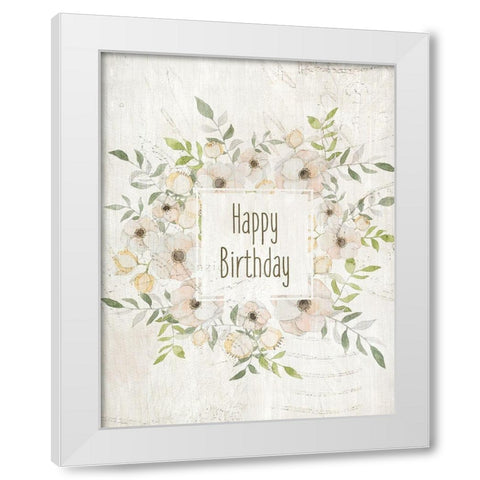 Happy Birthday Soft White Modern Wood Framed Art Print by Kimberly, Allen