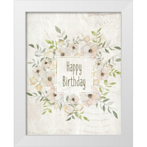 Happy Birthday Soft White Modern Wood Framed Art Print by Kimberly, Allen
