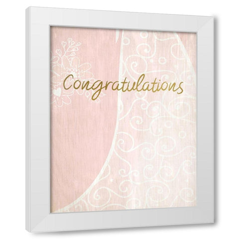 Congratulations Bride to Be Pink White Modern Wood Framed Art Print by Kimberly, Allen