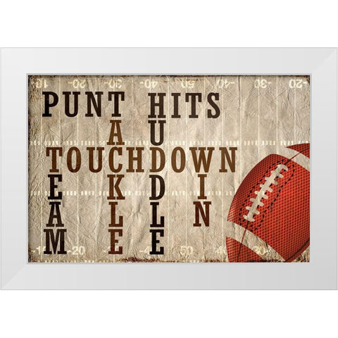 Football White Modern Wood Framed Art Print by Kimberly, Allen