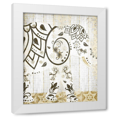Tribal Elephant 1 White Modern Wood Framed Art Print by Kimberly, Allen