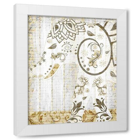 Tribal Elephant 2 White Modern Wood Framed Art Print by Kimberly, Allen