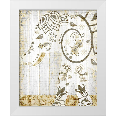 Tribal Elephant 2 White Modern Wood Framed Art Print by Kimberly, Allen
