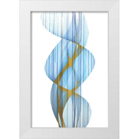 Blue Stripe White Modern Wood Framed Art Print by Kimberly, Allen