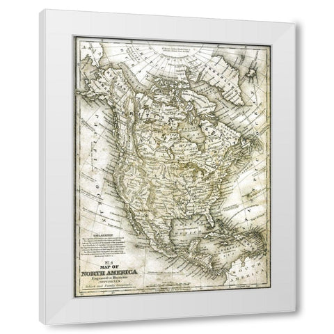 No 4 North America Map White Modern Wood Framed Art Print by Kimberly, Allen