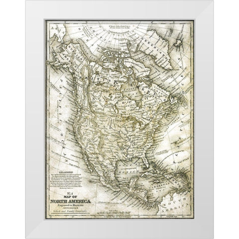 No 4 North America Map White Modern Wood Framed Art Print by Kimberly, Allen