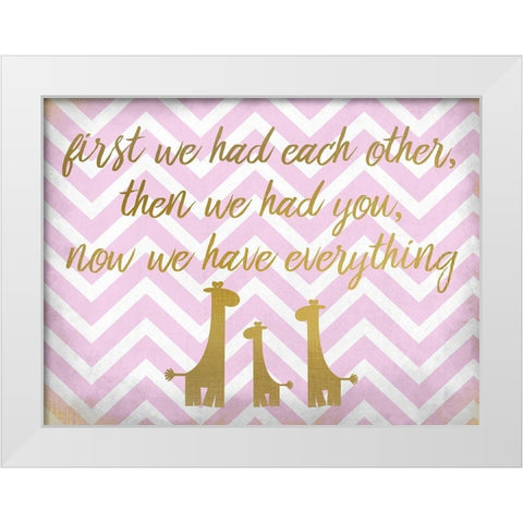 Everything Girl Giraffe White Modern Wood Framed Art Print by Kimberly, Allen