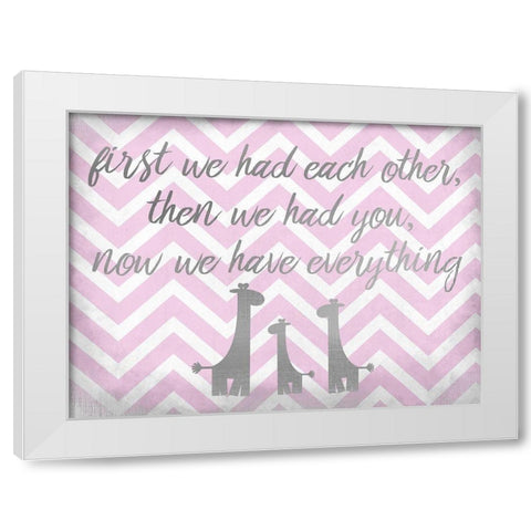 Everything Girl Giraffe Silver White Modern Wood Framed Art Print by Kimberly, Allen