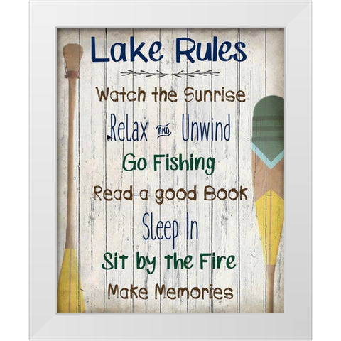 Lake Rules White Modern Wood Framed Art Print by Kimberly, Allen