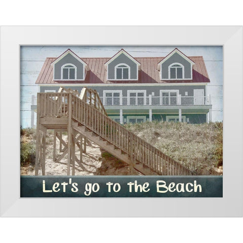 Beach House Day White Modern Wood Framed Art Print by Kimberly, Allen