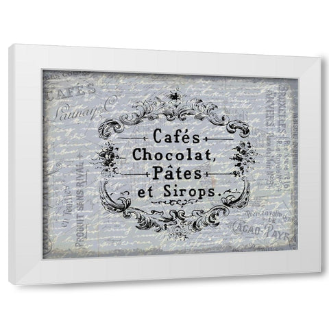 Cafe Chocolat White Modern Wood Framed Art Print by Kimberly, Allen