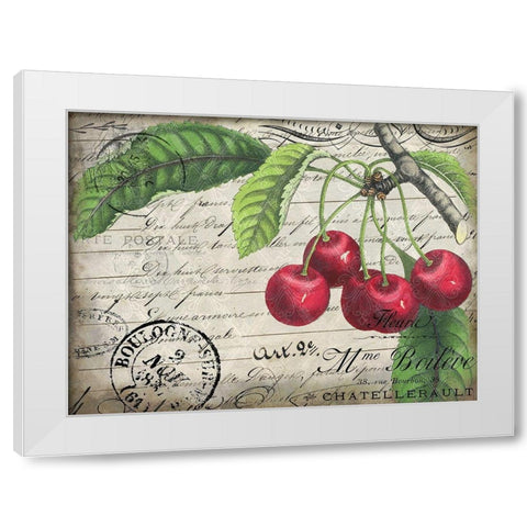 Vintage Cherries White Modern Wood Framed Art Print by Kimberly, Allen