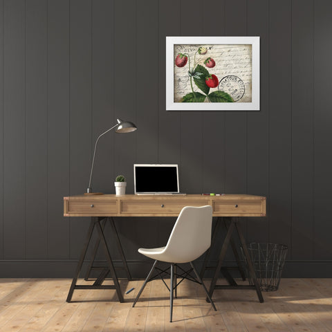 Vintage Strawberry White Modern Wood Framed Art Print by Kimberly, Allen