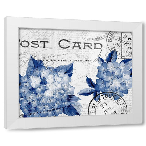 Postcard Hydrangea 3 White Modern Wood Framed Art Print by Kimberly, Allen